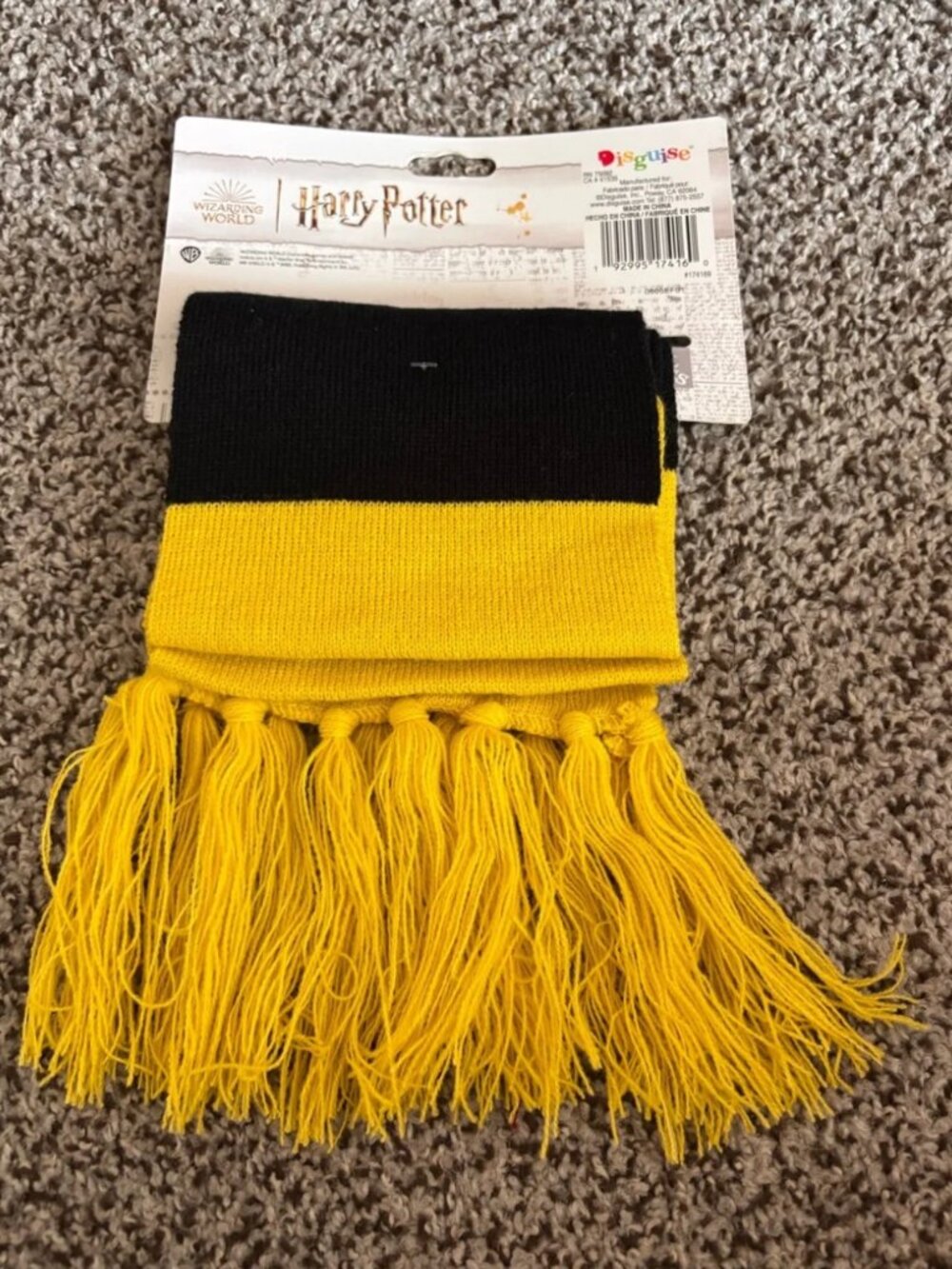 Harry Potter Hogwarts Robe & Scarf Halloween Costume 7/8 Black & Gold Hooded - Picture 5 of 6